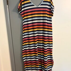 LuLaRoe Striped Top in Navy, Light Blue, Mustard & White